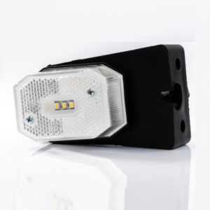Lampa obrysowa biała przednia LED z odblaskiem, uchwytem kątowym