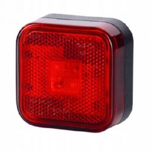 Lampa obrysowa kwadratowa z odblaskiem, czerwona