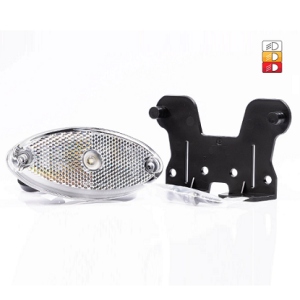 Lampa obrysowa LED 12-36V, biała z odblaskiem oraz uchwytem kątowym