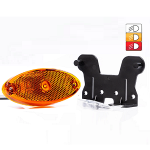 Lampa obrysowa LED 12-36V, żółta z odblaskiem oraz uchwytem kątowym