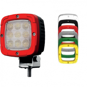 LAMPA ROBOCZA LED, SZEROKI STRUMIEŃ ŚWIETLNY, MOC 4100 LM, KORPUS CZARNY, ALUMINIOWY, RAMKA CZERWONA, PRZEWÓD 1,5 M.+RAMKI