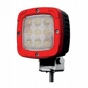 Lampa robocza LED, szeroki strumień świetlny, moc 4100 lm, korpus czarny, aluminiowy, ramka czerwona, przewód 1,5 m.