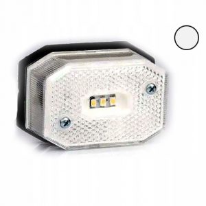 Lampa obrysowa LED 12-36V, biała z odblaskiem i wiązką elektryczną 0,5m