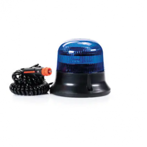 Lampa ostrzegawcza LED 12-36V, błysk podwójny, klosz niebieski na podstawie magnetycznej z wtyczką do gniazda zapalniczki 12/24 V