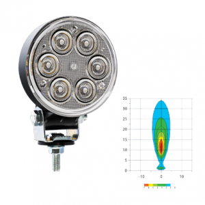 Lampa robocza LED, okrągła, skupiony strumień świetlny, moc 2500 lm, przewód 1,5m.