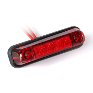 Lampa obrysowa LED 12-36V, czerwona z podkładką gumową czarną płaską