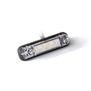 Lampa obrysowa LED 12-36V, biała z podkładką gumową czarną płaską
