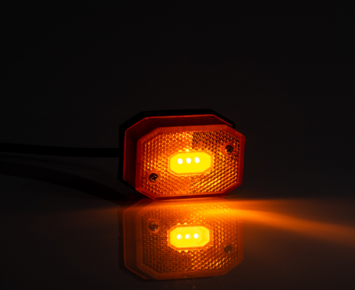 Lampa obrysowa żółta boczna LED z odblaskiem i przewodem - obrazek 2