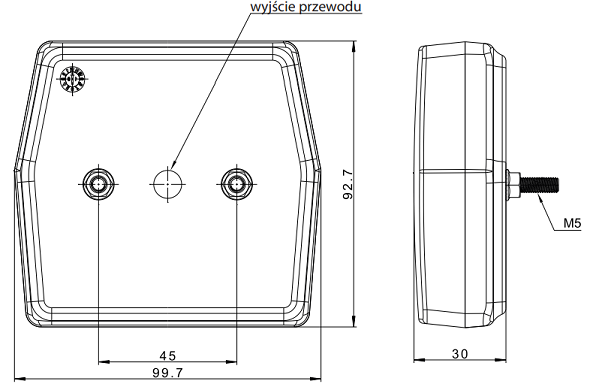 Lampa tylna przeciwmgłowa LED 12V, 1-funkcyjna, przewód o długości 1 m. FT-223 - obrazek 5